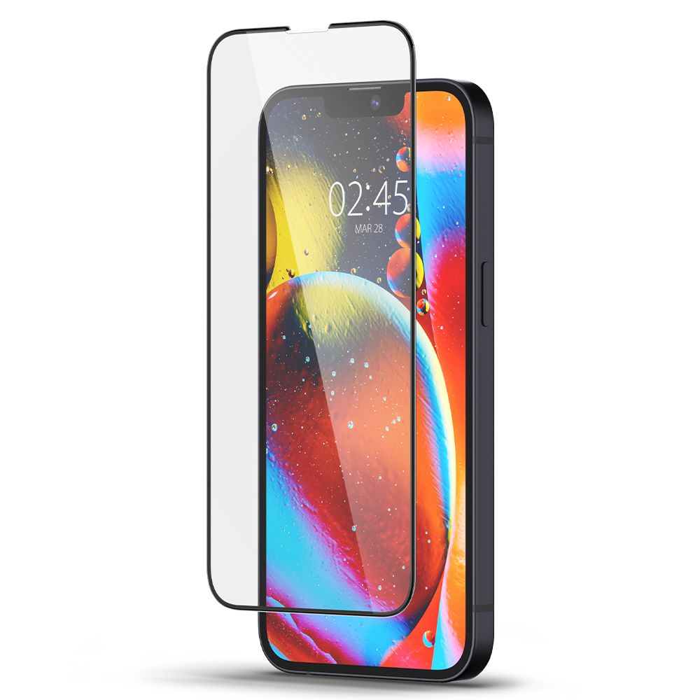Skjermbeskytter Spigen GlastR Slim for Apple iPhone 17e / 16e / 14 / 13 Pro, Herdet Glass, Full Lim, Svart AGL03392
