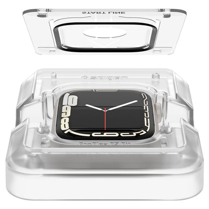 Spigen ProFlex EZ FIT beskyttelsesfilm for Apple Watch 9 / 8 / 7 45mm Series, Sett med 2 stykker, Fleksibelt glass, Svart AFL04051