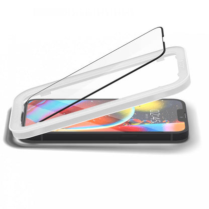 Skjermbeskytter Spigen GlastR Align Master for Apple iPhone 16e / 14, Herdet glass, Full lim, Sett med 2 stykker, Svart AGL03387