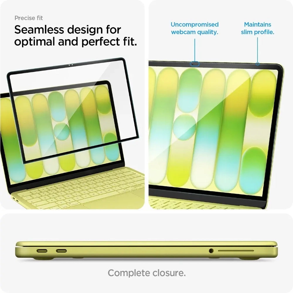 Spigen GlastR Slim Skjermbeskyttelsesfilm for Apple MacBook Neo 13 tommer, Herdet Glass, Svart AGL11669