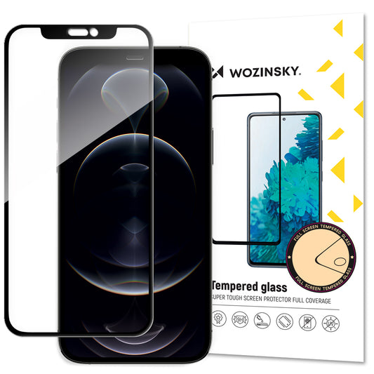 WZK Skjermbeskytter for Apple iPhone 16e / 14 / 13 Pro / 13, glassbeskyttet, full lim, svart