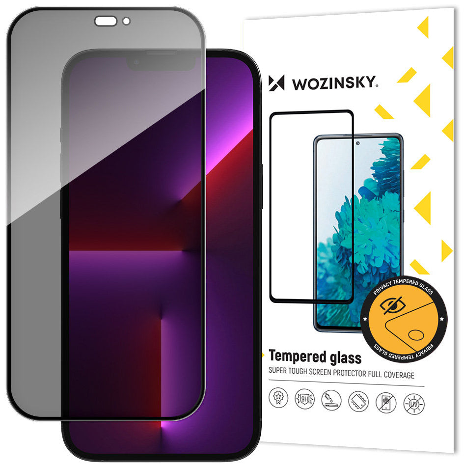 Privacy-skjermbeskytter WZK AntiSpy for Apple iPhone 14 Pro Max, Herdet glass, Full lim