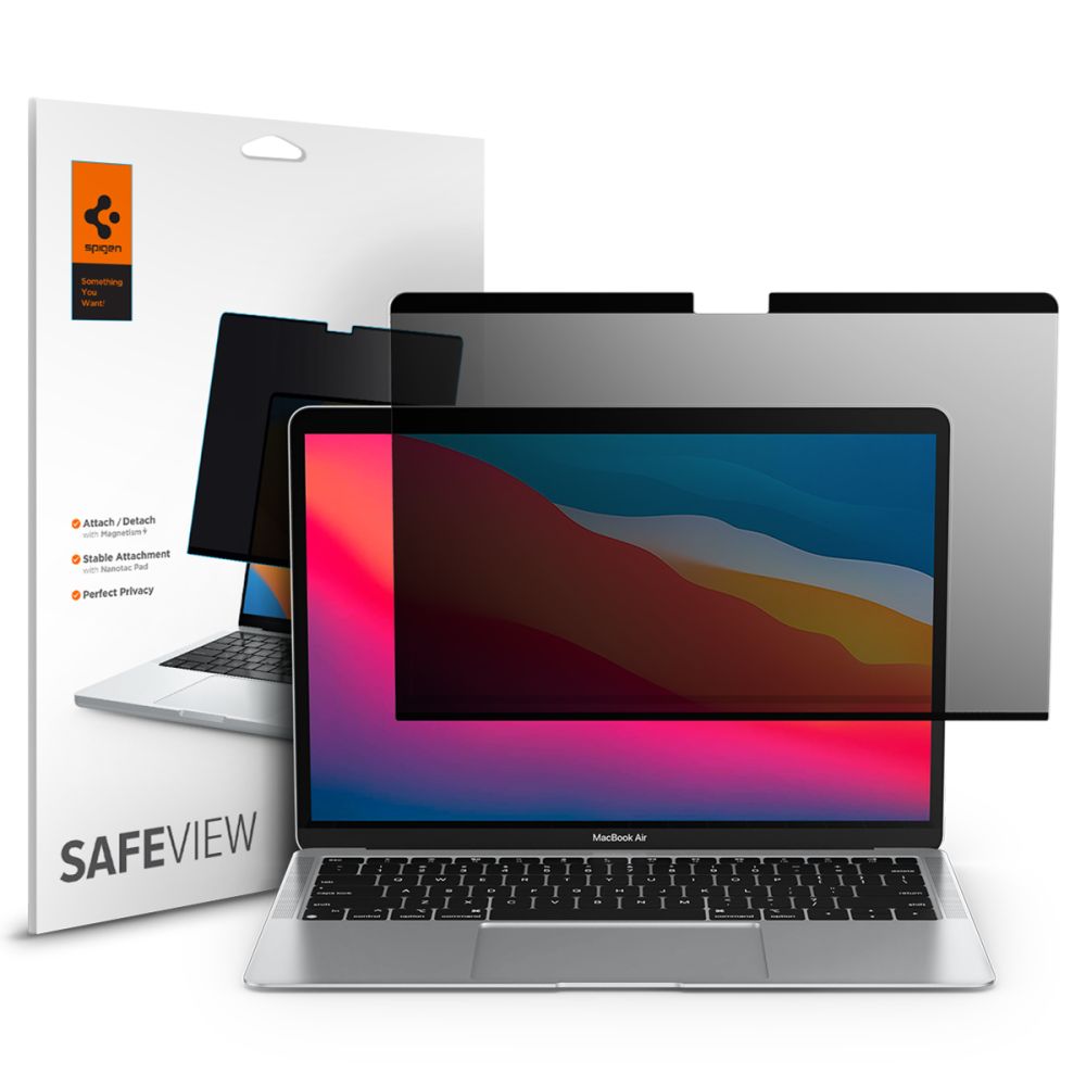 Spigen Safe View Magnetic Privacy Beskyttelsesfilm for Apple MacBook Air M3 13inch (2024) / (2022), Plast AFL06253