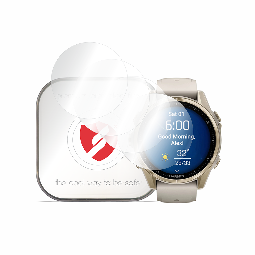 Smart Protection Premium Classic beskyttelsesfilm for Garmin Fenix 8 43mm, sett med 4 stk, plast