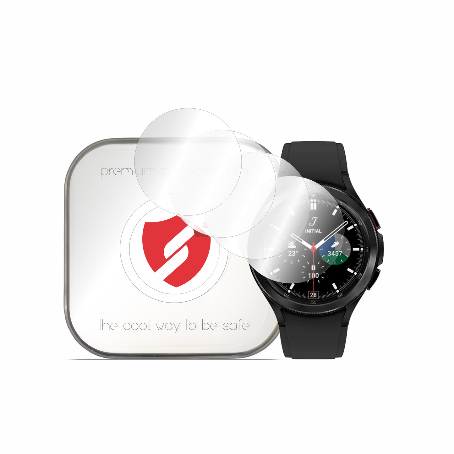 Smart Protection Premium Classic beskyttelsesfilm for Samsung Galaxy Watch4 Classic 46mm, sett med 4 stk, plast