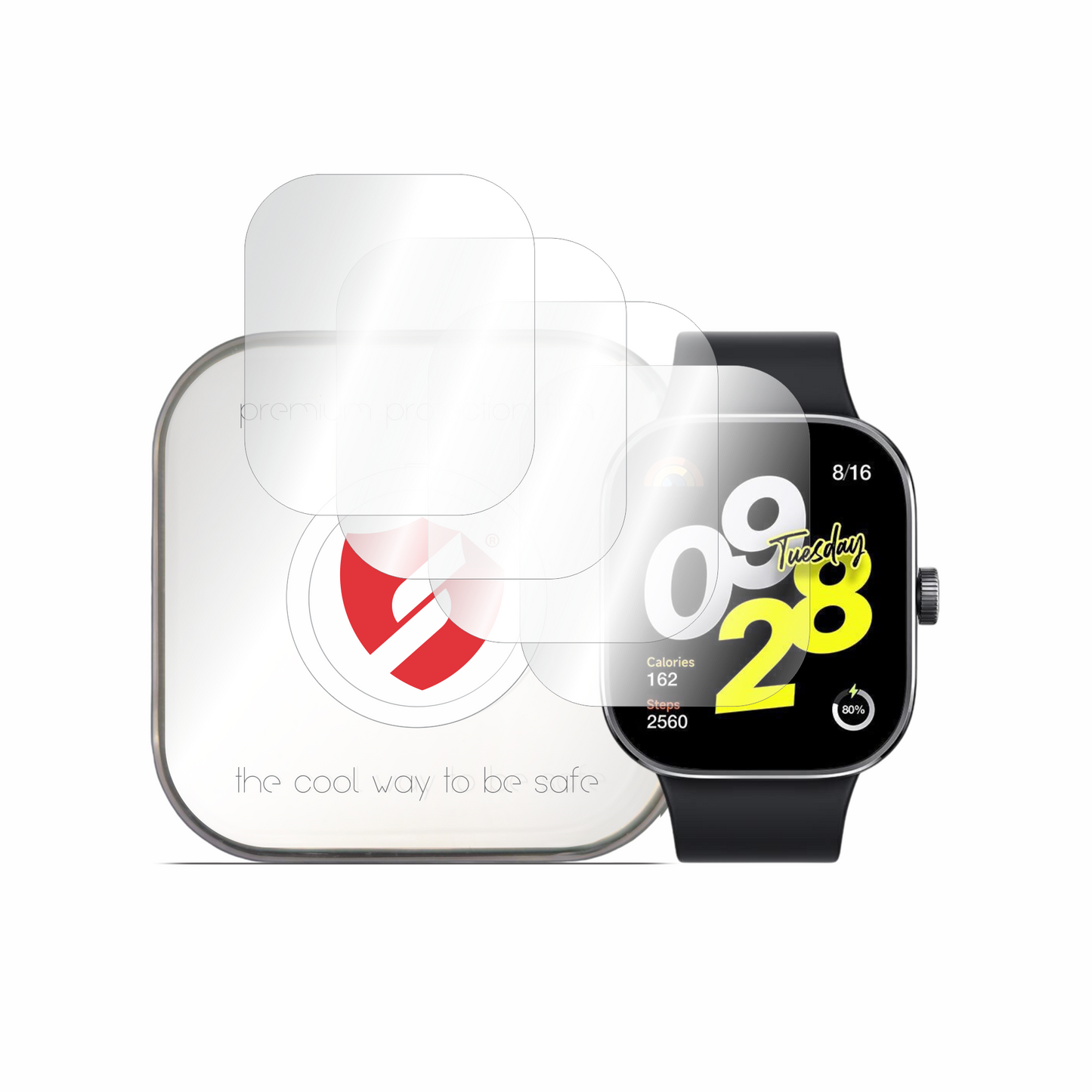 Smart Protection Premium Classic beskyttelsesfilm for Xiaomi Redmi Watch 4, sett med 4 stk, plast