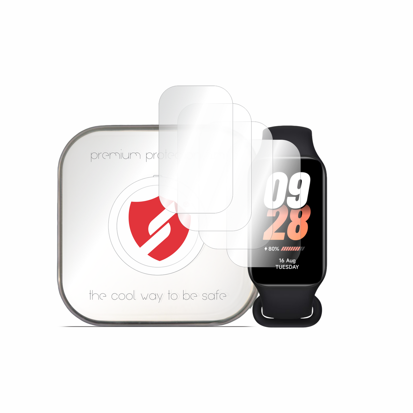 Smart Protection Premium Classic Beskyttelsesfilm for Xiaomi Smart Band 8 Active, Sett med 4 stk, Plast