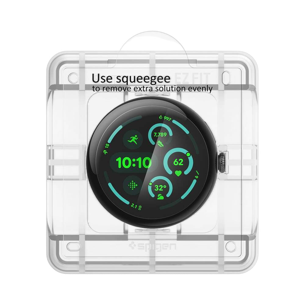 Beskyttelsesfilm Spigen Elite Shield EZ FIT for Google Pixel Watch 45mm Series, Sett med 2 stk, Herdet glass, Transparent AFL08525