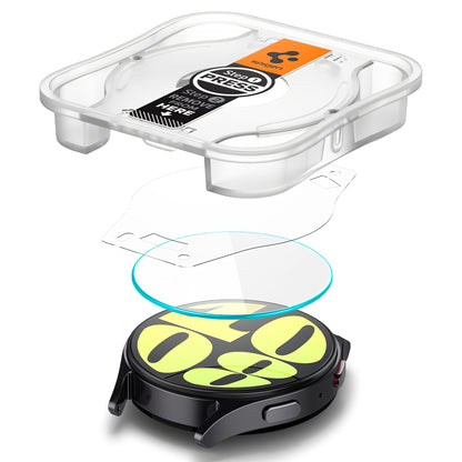 Spigen GlastR EZ FIT beskyttelsesfilm for Samsung Galaxy Watch7 / Watch6 / Watch5 / Watch4 44mm Series, Sett med 2 stykker, Herdet glass AGL08493