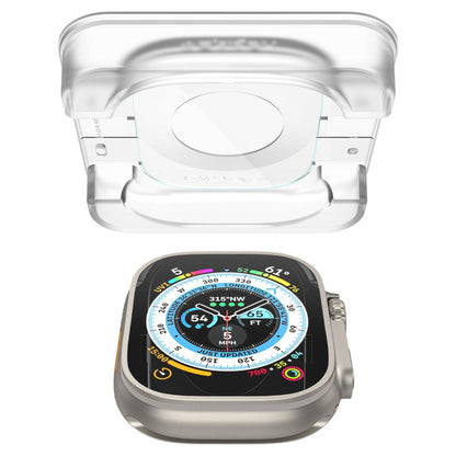 Spigen GlastR EZ FIT Beskyttelsesfilm for Apple Watch Ultra Series, Sett med 2 stk, Herdet Glass AGL05556
