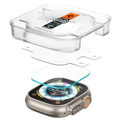 Spigen GlastR EZ FIT Beskyttelsesfilm for Apple Watch Ultra Series, Sett med 2 stk, Herdet Glass AGL05556