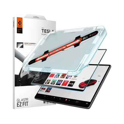 Spigen GlastR EZ FIT Anti-Glare FC skjermbeskytter til Tesla Y (2026 / 2025) / 3 (2026 / 2025 / 2024), herdet glass AGL07152