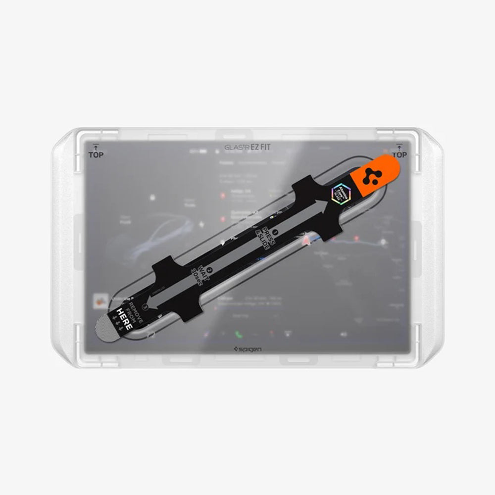Spigen GlastR EZ FIT Beskyttelsesfilm for Tesla Y 2026 Premium / Performance Navigasjon, Herdet Glass AGL10820