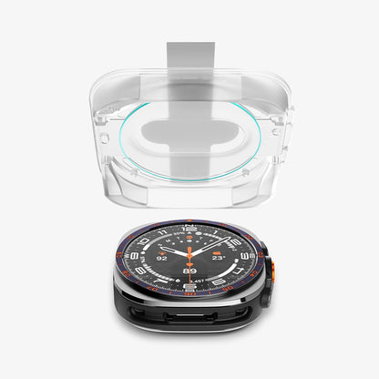 Spigen GlastR EZ FIT beskyttelsesfilm for Samsung Galaxy Watch Ultra2, herdet glass, sett med 2 stk AGL11758