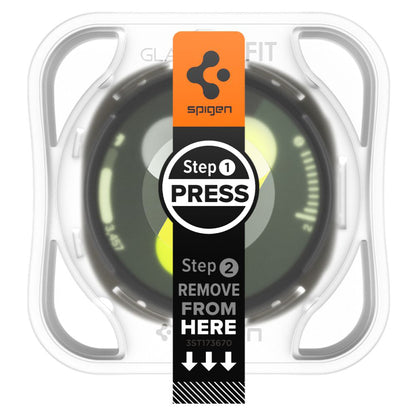 Spigen GlastR EZ FIT beskyttelsesfilm for Samsung Galaxy Watch8 40mm, Sett med 2 stykker, Herdet glass AGL09876
