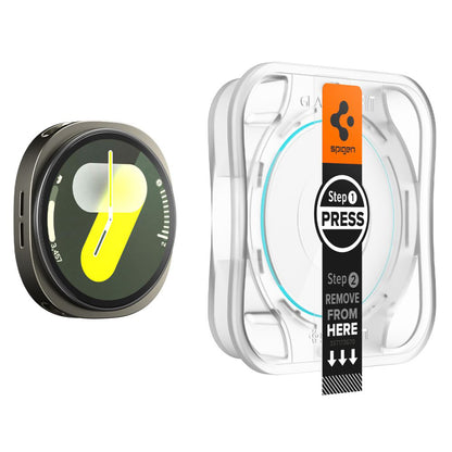 Spigen GlastR EZ FIT beskyttelsesfilm for Samsung Galaxy Watch8 40mm, Sett med 2 stykker, Herdet glass AGL09876