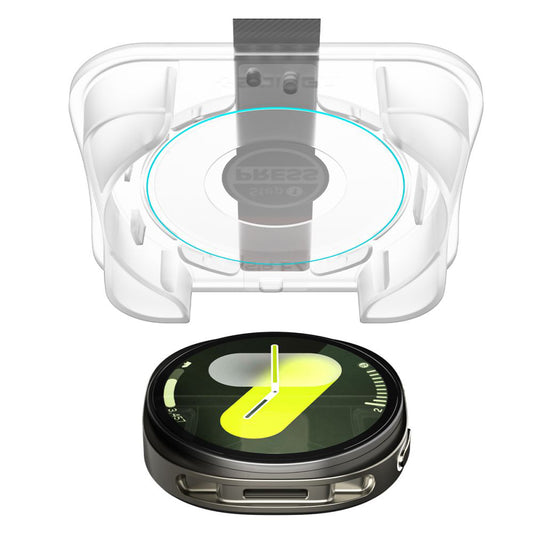 Spigen GlastR EZ FIT beskyttelsesfilm for Samsung Galaxy Watch8 44mm, Sett med 2 stykker, Herdet glass AGL09874