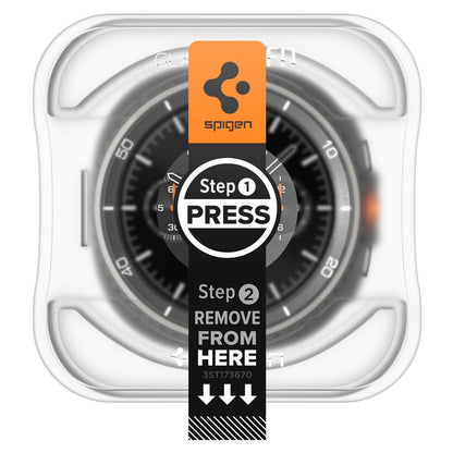 Spigen GlastR EZ FIT beskyttelsesfilm for Samsung Galaxy Watch8 Classic, Sett med 2 stykker, Herdet glass AGL09877