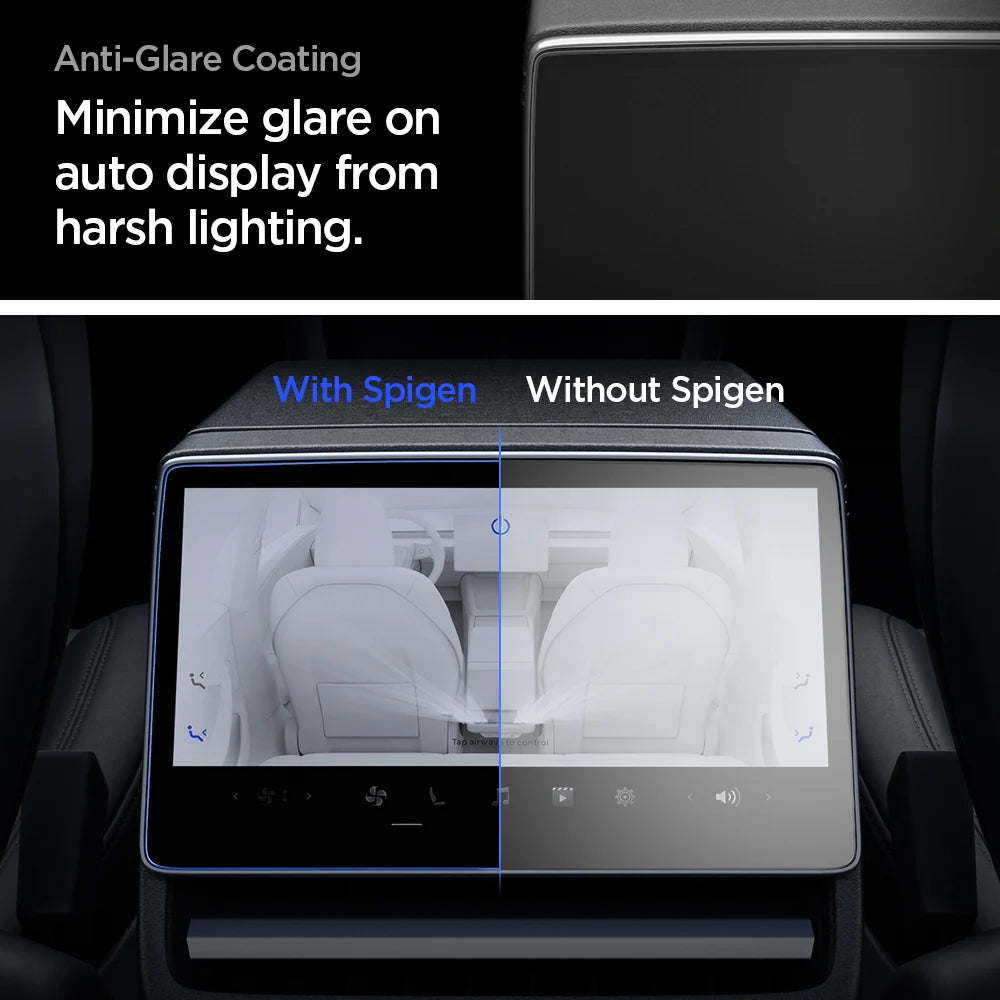 Spigen GlastR Slim Anti-Glare Beskyttelsesfilm for Navigasjon Tesla Y (2026 / 2025) / 3 (2026 / 2025 / 2024), Herdet Glass AGL07586
