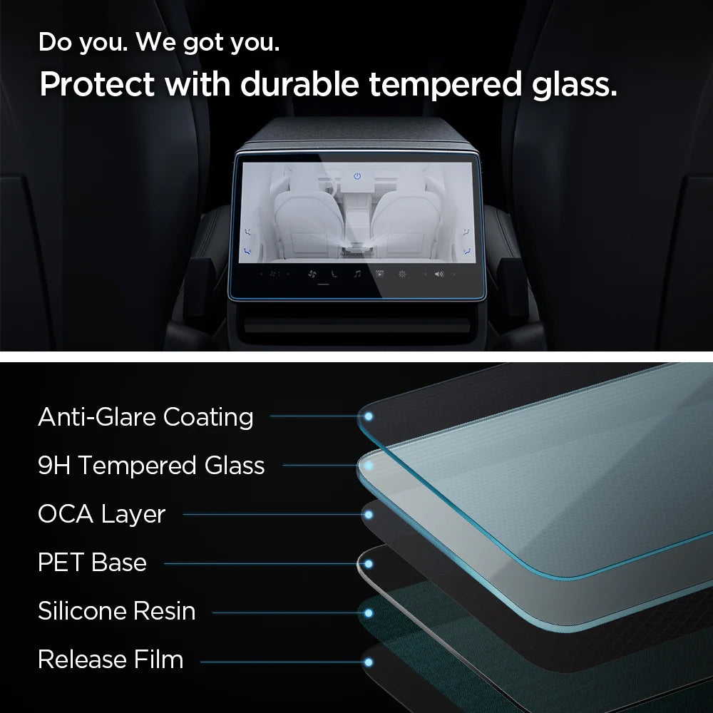 Spigen GlastR Slim Anti-Glare Beskyttelsesfilm for Navigasjon Tesla Y (2026 / 2025) / 3 (2026 / 2025 / 2024), Herdet Glass AGL07586