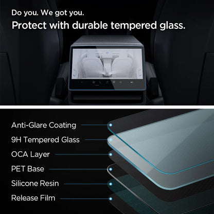 Spigen GlastR Slim Anti-Glare Beskyttelsesfilm for Navigasjon Tesla Y (2026 / 2025) / 3 (2026 / 2025 / 2024), Herdet Glass AGL07586