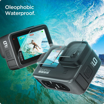 Skjermbeskytter og linsebeskytter Spigen GlastR Slim for GoPro Hero 12 / 9 / 10 / 11, Herdet glass, Sett med 6 deler AGL03045