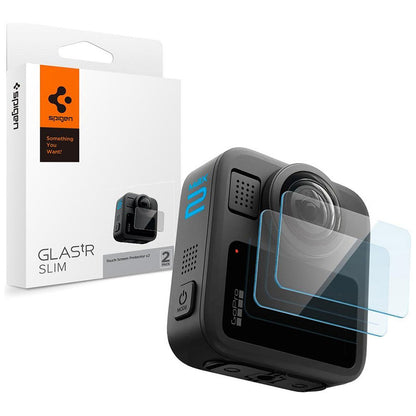 Skjermbeskyttelsesfolie Spigen GlastR Slim for GoPro Max 2, Sett med 2 stykker, Herdet glass AGL11230