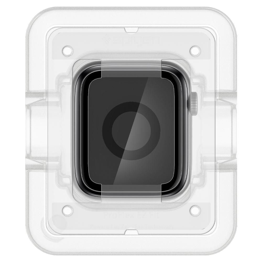 Spigen ProFlex EZ FIT beskyttelsesfilm for Apple Watch 44mm Series, Sett med 2 stykker, Fleksibelt glass, Svart