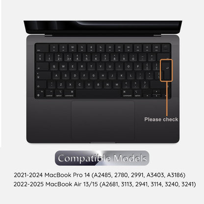 Techsuit PureTypeX tastaturbeskyttelse for Apple MacBook Pro 14 / Air 13 / Air 15-serien, gjennomsiktig