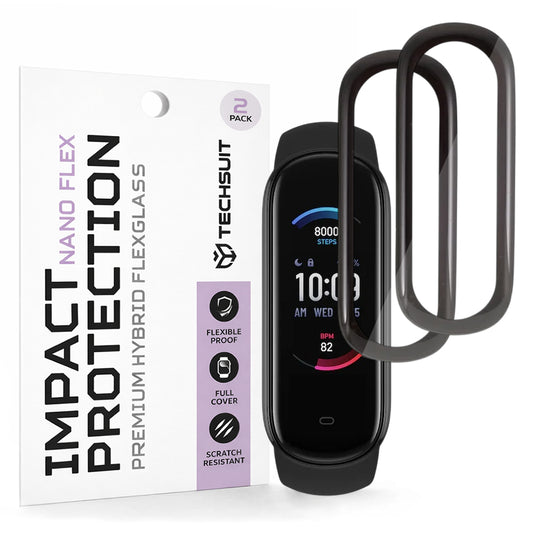 Beskyttelsesfolie Techsuit Nano Flex for Amazfit Band 5, Sett med 2 stykker, Plast, Svart