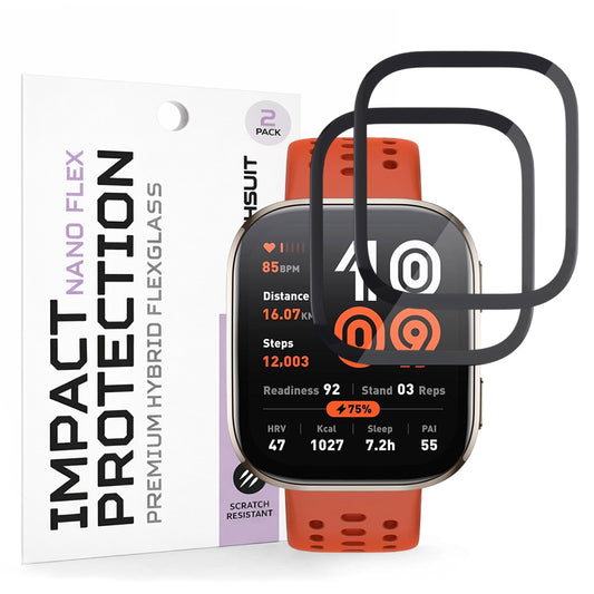 Techsuit Nano Flex beskyttelsesfilm for Amazfit Bip 6, Sett med 2 stykker, Plast, Svart