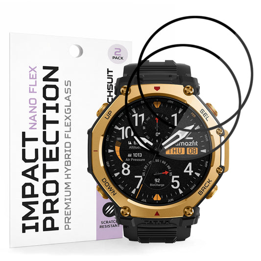 Beskyttelsesfolie Techsuit Nano Flex for Amazfit T-Rex 3 Pro 48mm, Sett med 2 stykker, Plast, Svart