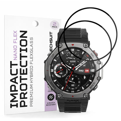 Beskyttelsesfolie Techsuit Nano Flex for Amazfit T-Rex 3, Sett med 2 stykker, Plast, Svart
