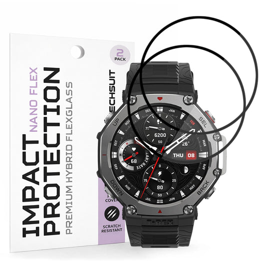 Beskyttelsesfolie Techsuit Nano Flex for Amazfit T-Rex 3, Sett med 2 stykker, Plast, Svart