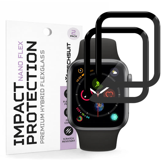 Techsuit Nano Flex beskyttelsesfilm for Apple Watch 40mm Series, Sett med 2 stykker, Plast, Svart