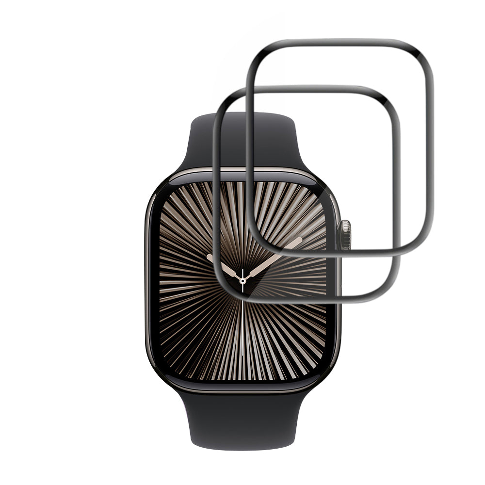 Beskyttelsesfolie Techsuit Nano Flex for Apple Watch Series 10 / 11 42mm, Sett med 2 stykker, Plast, Svart