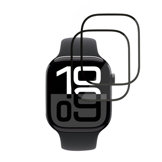 Techsuit Nano Flex beskyttelsesfolie for Apple Watch Series 10 / 11 46mm, Sett med 2 stykker, Plast, Svart