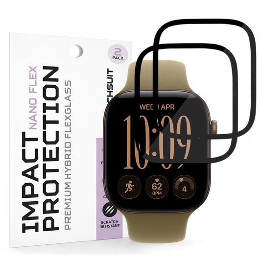 Techsuit Nano Flex beskyttelsesfilm for Apple Watch Series 12 42 mm, plast, sett med 2 stk., svart