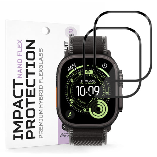Beskyttelsesfolie Techsuit Nano Flex for Apple Watch Ultra Series, Sett med 2 stykker, Plast, Svart