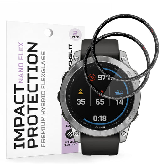 Beskyttelsesfolie Techsuit Nano Flex for Garmin Fenix 7, Sett med 2 stykker, Plast, Svart
