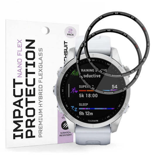 Beskyttelsesfolie Techsuit Nano Flex for Garmin Fenix 7S, Sett med 2 stykker, Plast, Svart