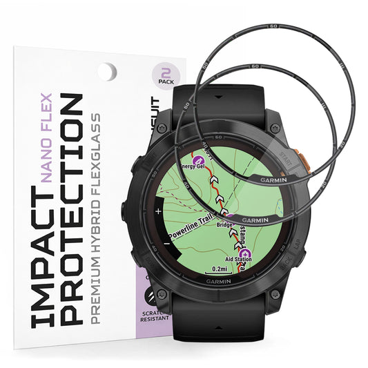 Beskyttelsesfolie Techsuit Nano Flex for Garmin Fenix 7X Pro Solar, Sett med 2 stykker, Plast, Svart