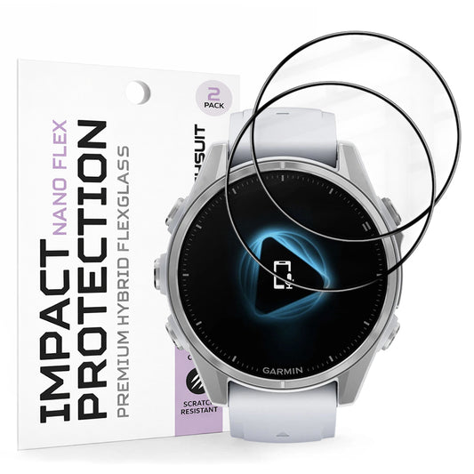 Beskyttelsesfolie Techsuit Nano Flex for Garmin Fenix 8 43mm, Sett med 2 stykker, Plast, Svart