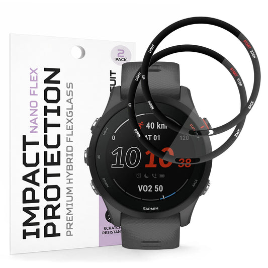 Beskyttelsesfolie Techsuit Nano Flex for Garmin Forerunner 255 Music / 255, Sett med 2 stykker, Plast, Svart