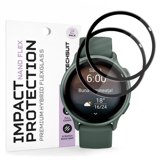 Beskyttelsesfolie Techsuit Nano Flex for Garmin vivoactive 6, Sett med 2 stykker, Plast, Svart