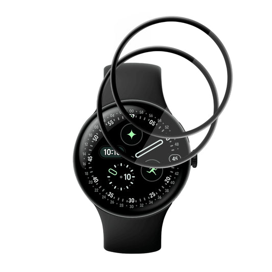 Techsuit Nano Flex beskyttelsesfilm for Google Pixel Watch 4 45mm, Sett med 2 stykker, Plast, Svart