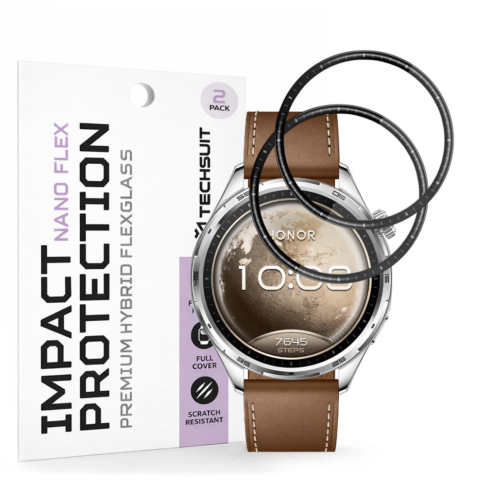 Techsuit Nano Flex Beskyttelsesfilm for Honor Watch 6, Plast, Sett med 2 stk, Svart