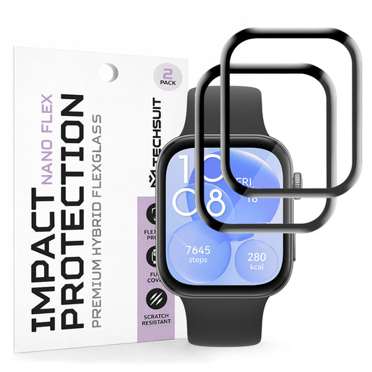 Beskyttelsesfolie Techsuit Nano Flex for Huawei Watch Fit 3, Sett med 2 stykker, Plast, Svart