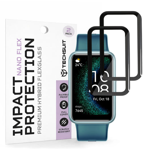 Beskyttelsesfolie Techsuit Nano Flex for Huawei Watch FIT SE, Sett med 2 stykker, Plast, Svart