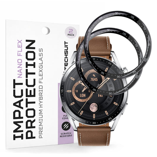 Techsuit Nano Flex beskyttelsesfilm for Huawei Watch GT 3 46mm, Sett med 2 stykker, Plast, Svart